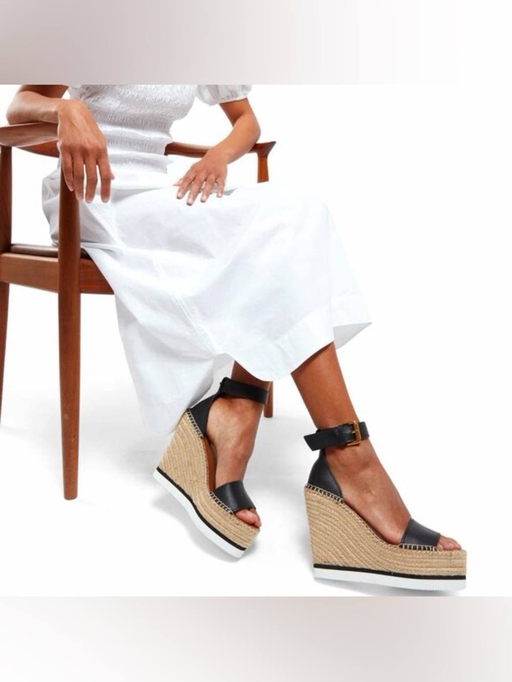 $495 See by Chloe 'Glyn' Espadrille Wedge Sandal 38 - Picture 2 of 6